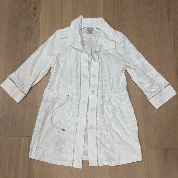 Beautiful Chico's linen blend embroidered jacket - Picture 1 of 8